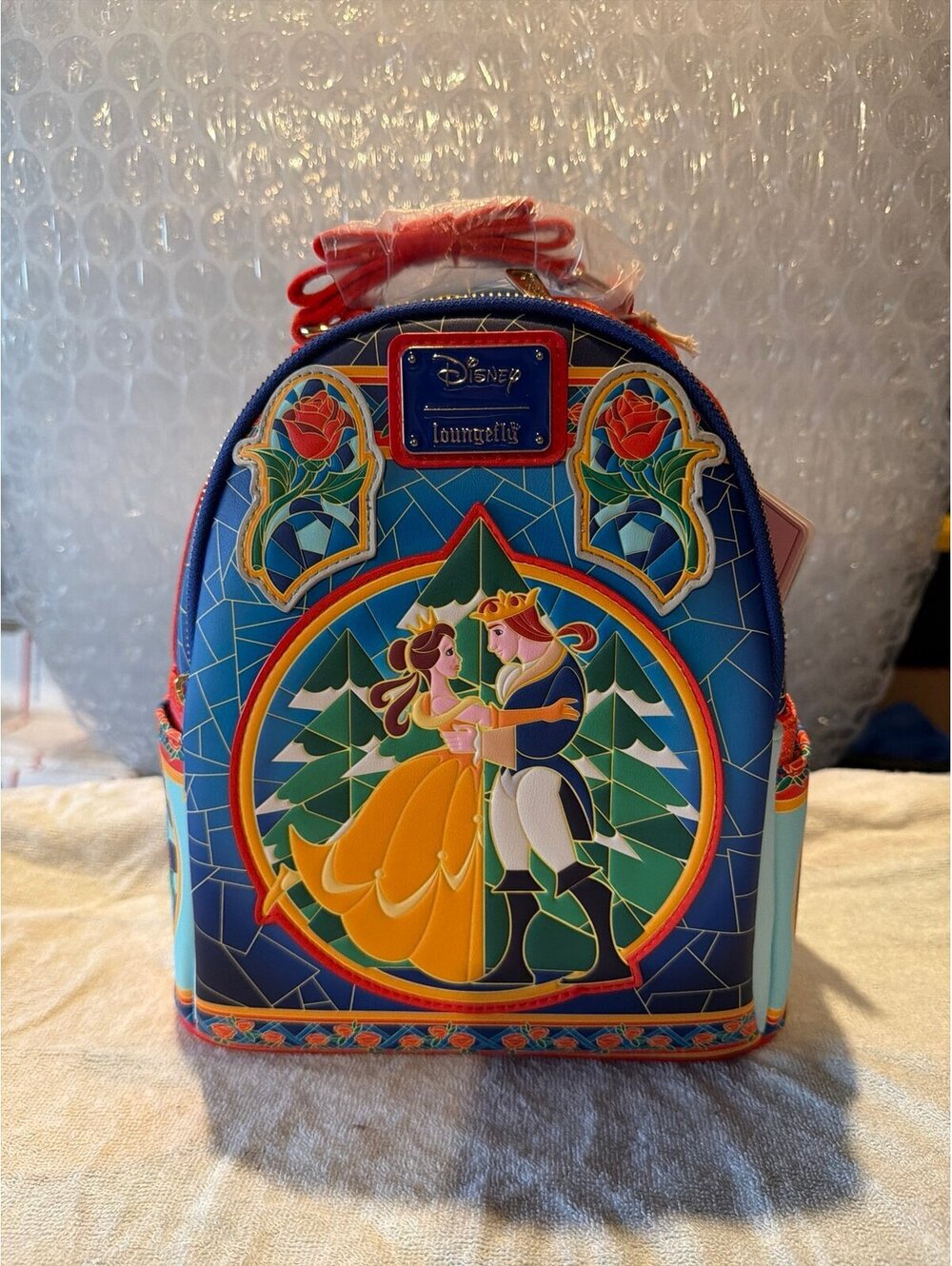 Loungefly Disney Beauty and the Beast Stained Glass Backpack NWT